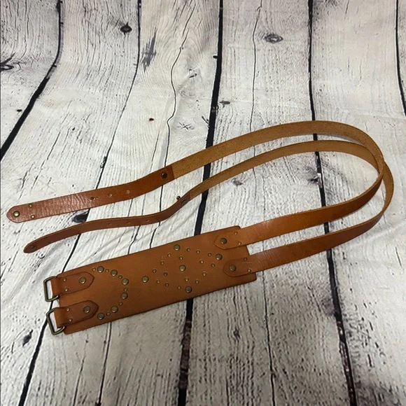 New Leather Candies Brown Double Buckle Belt L/XL - Picture 8 of 10